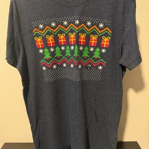 Abercrombie & Fitch Navy Muscle Christmas Print Tee